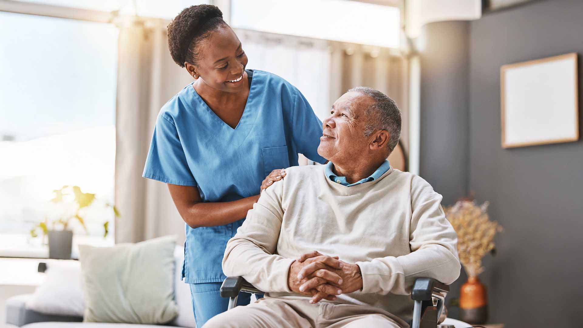 Nurse caring for a senior woman