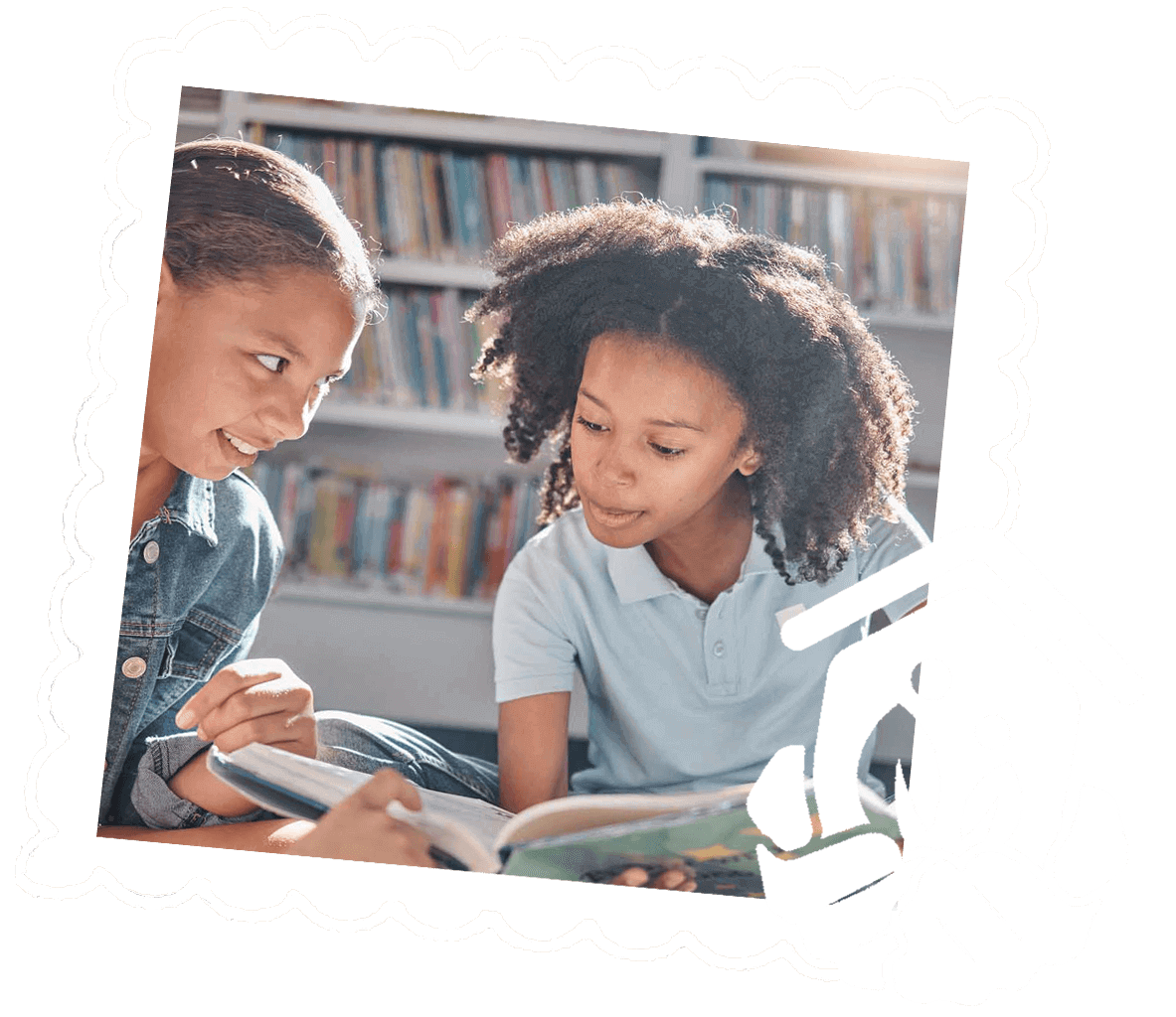 Kids reading decor hands