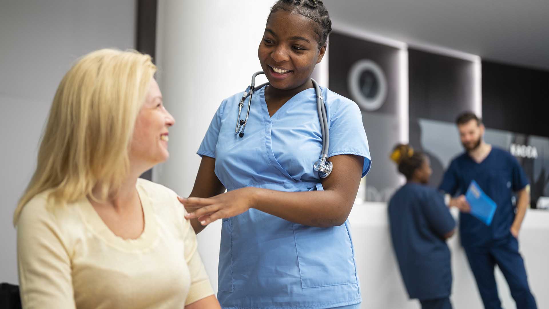 Nurse caring for a senior woman