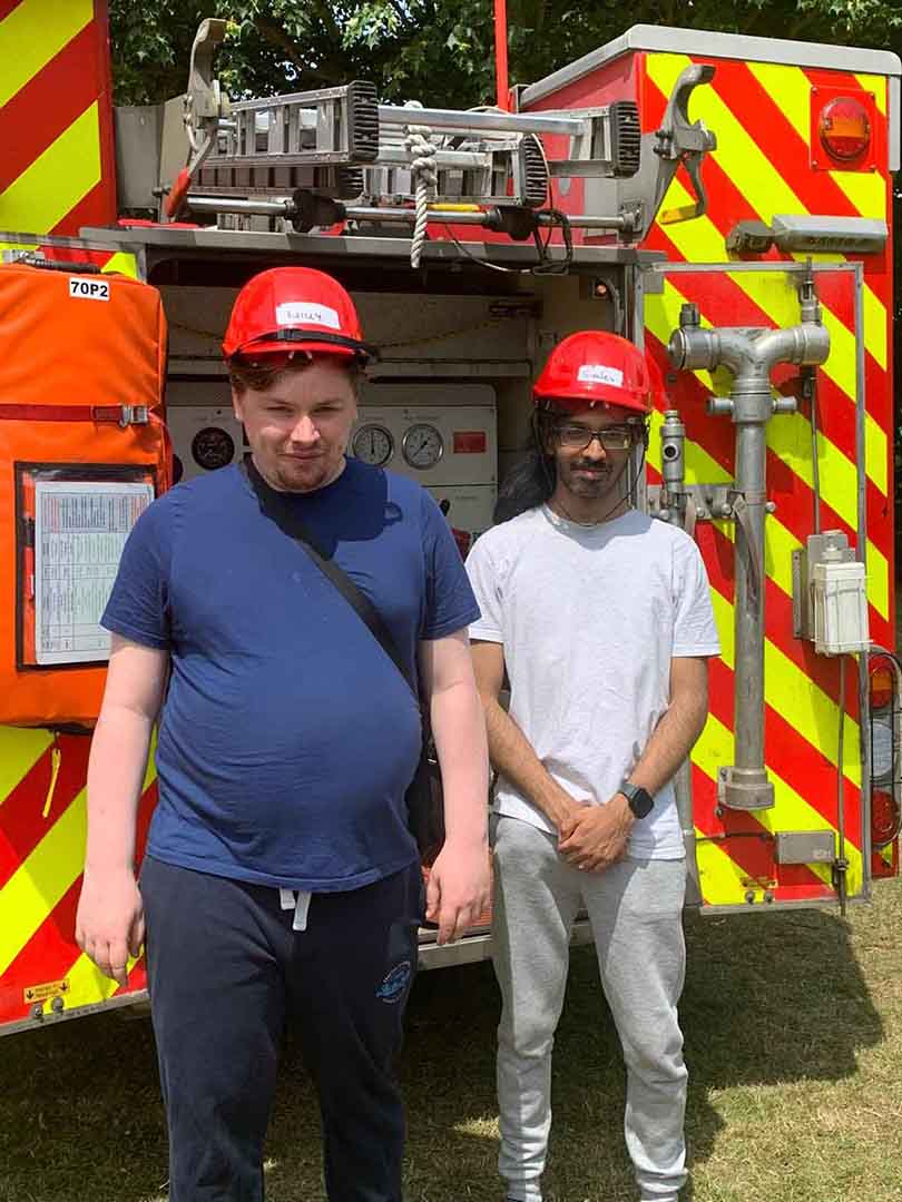 Men in firefighter helmets