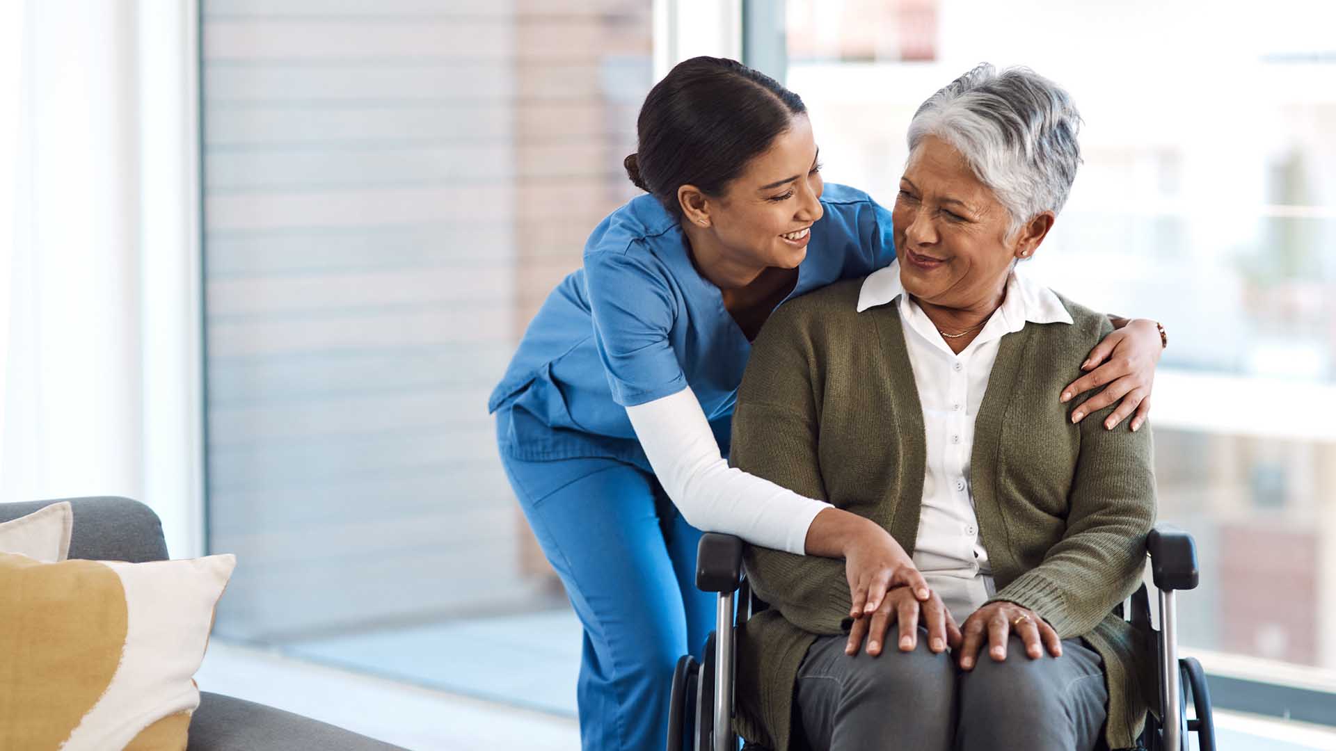 Nurse caring for a senior woman