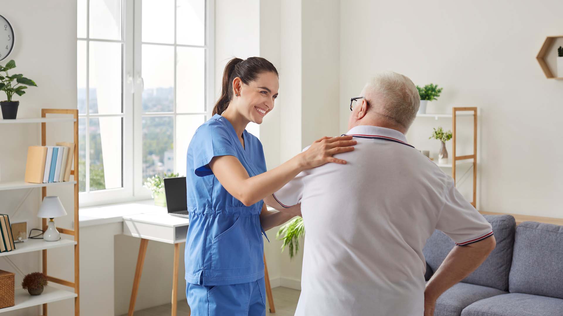 Nurse caring for a senior woman