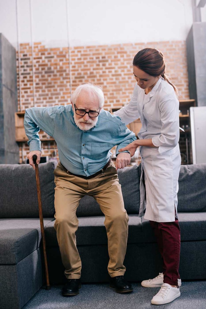 Nurse caring for a senior woman