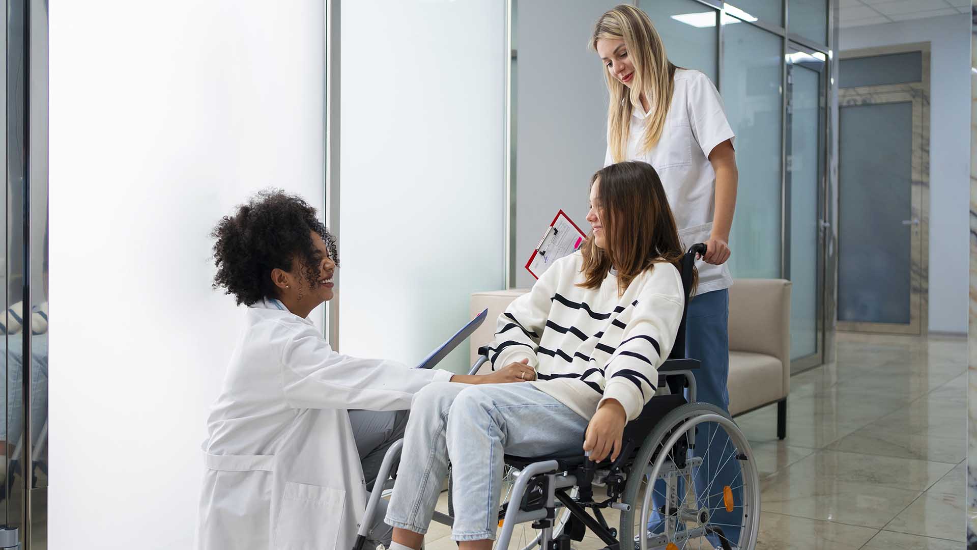 Nurse caring for a senior woman