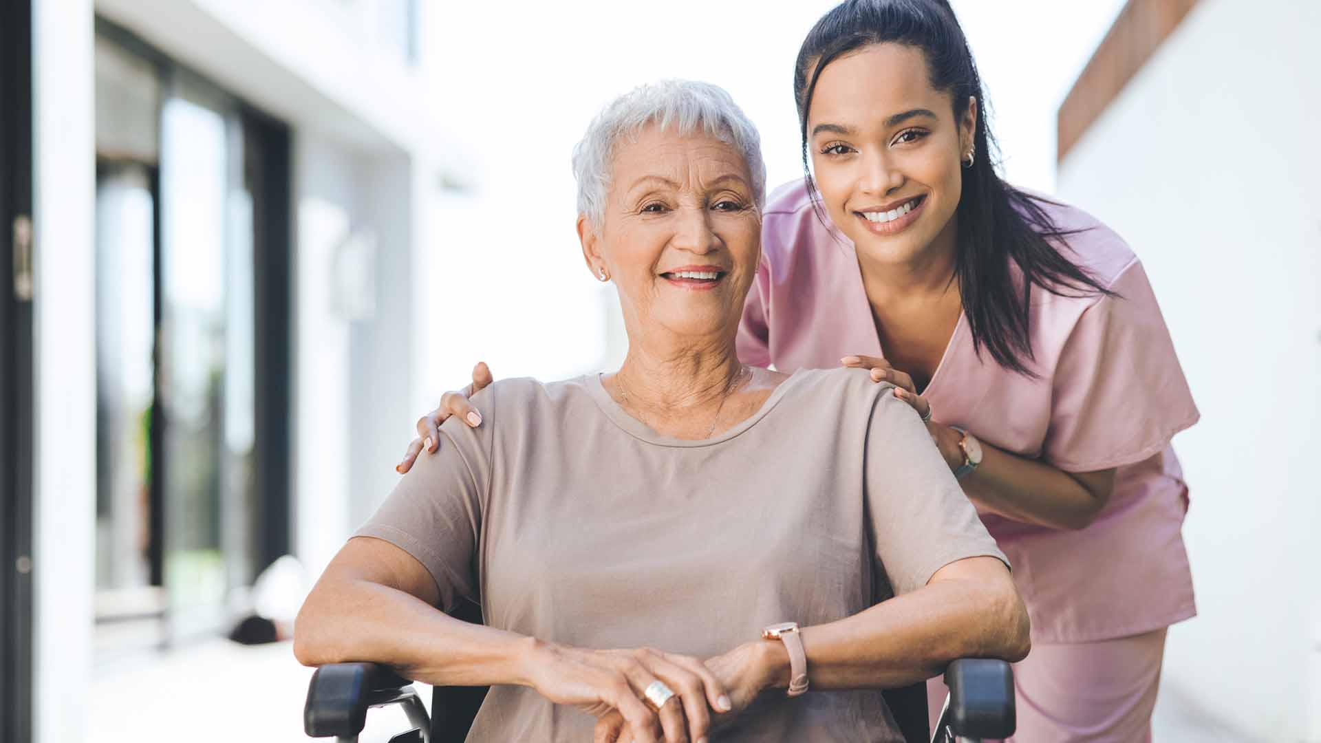 Nurse caring for a senior woman