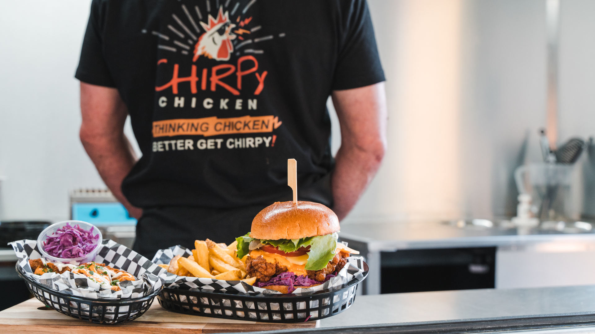 chicken burger back turned