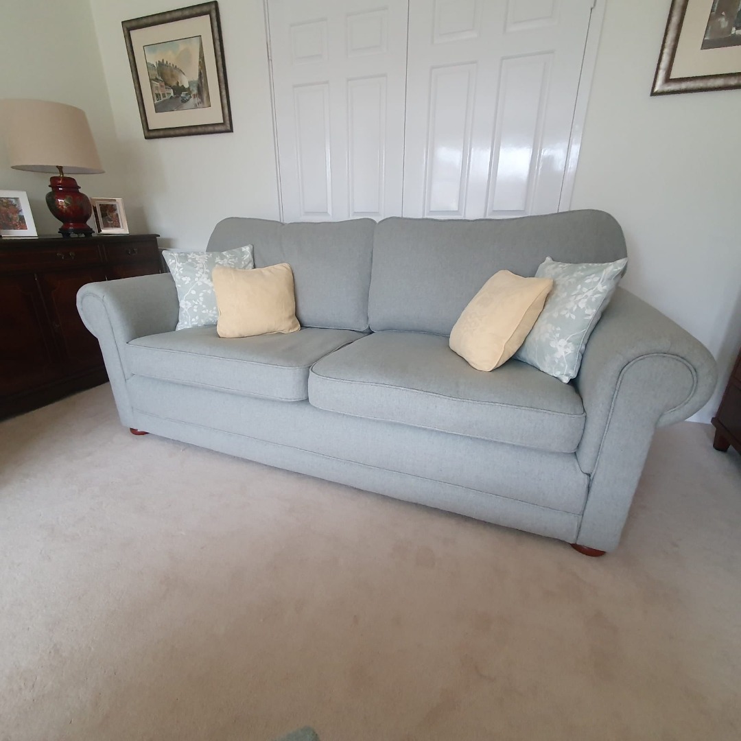 yellow sofa reupholstery after