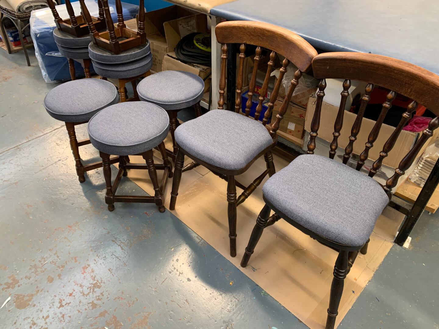 grey chair reupholster 3