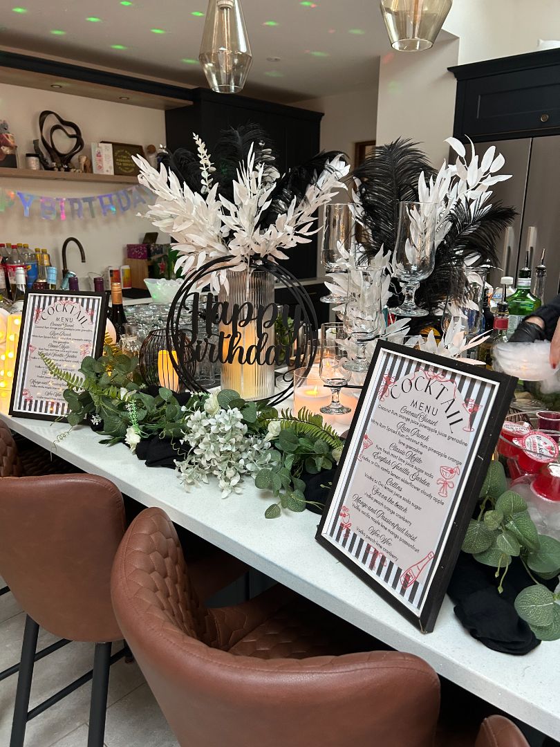 Birthday cocktail menu