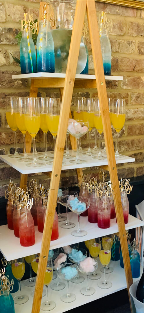 cocktails on shelves