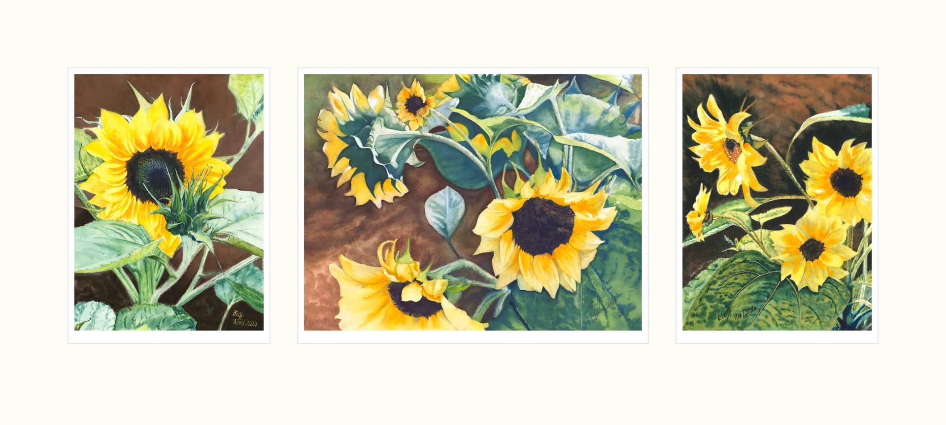 Sunflowers triptych 01