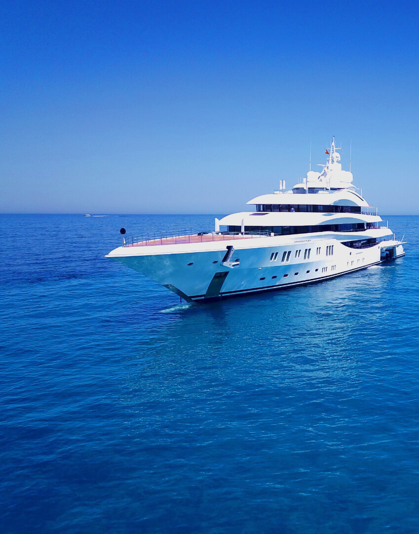 luxury white yacht at sea