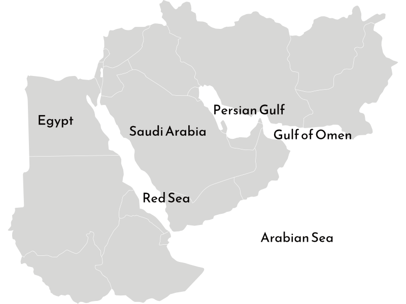 middle east map of yacht leasing services