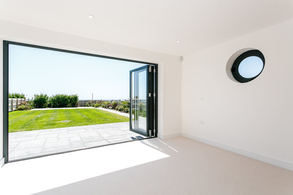 bifold door in white room