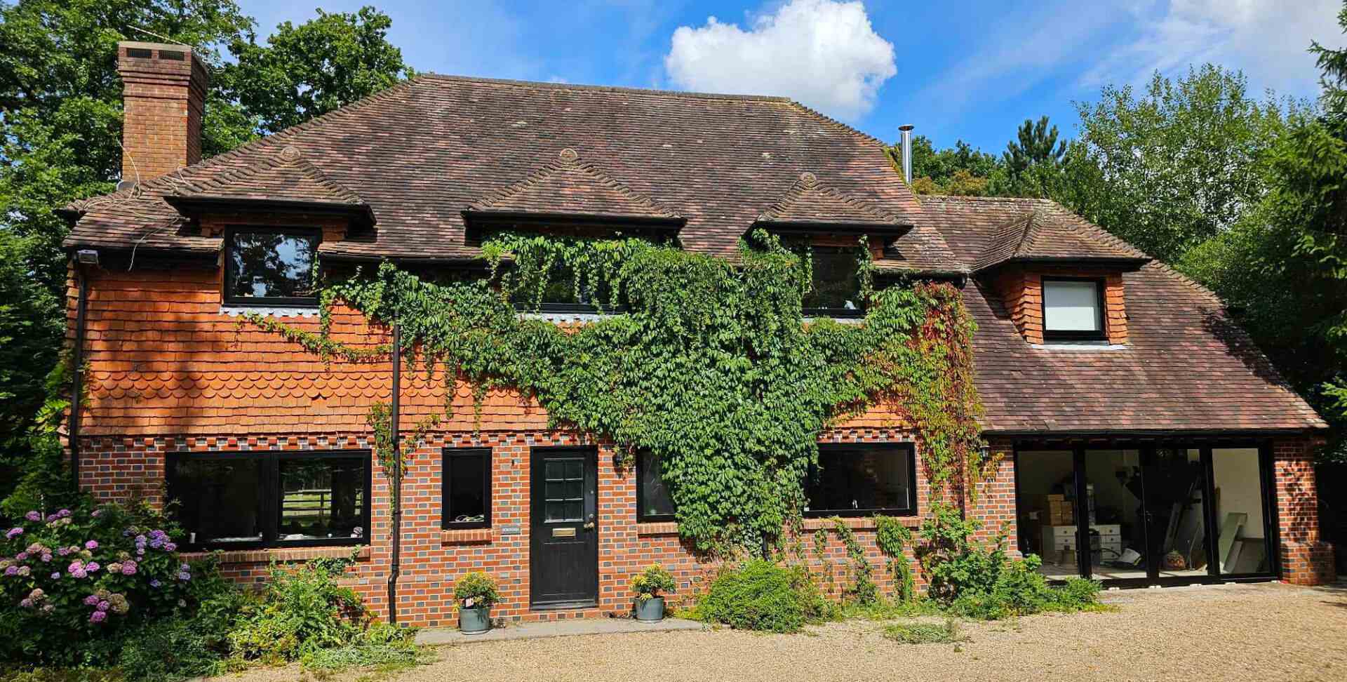 brick house with moss