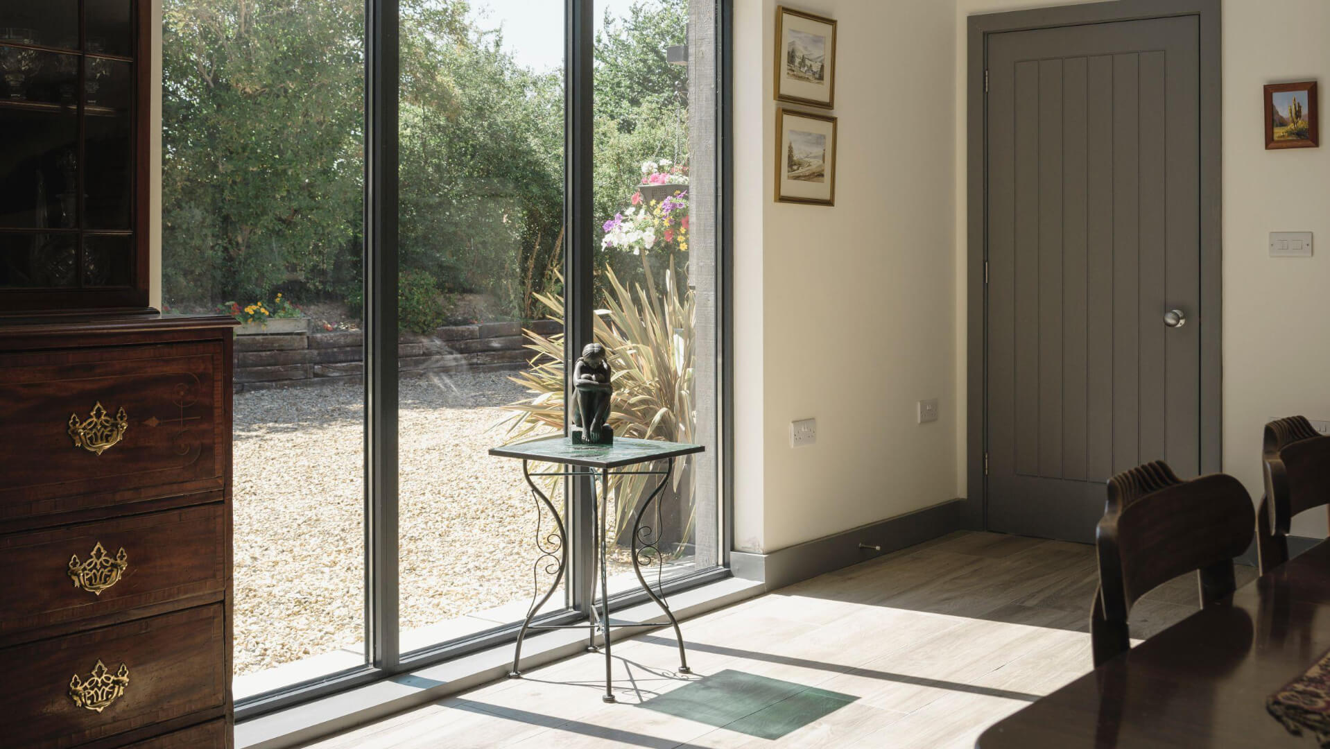 grey house glazing interior
