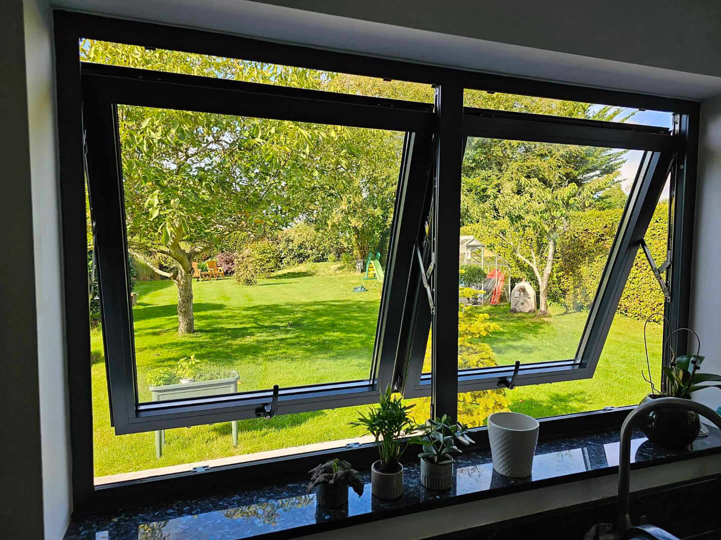 window infront of garden