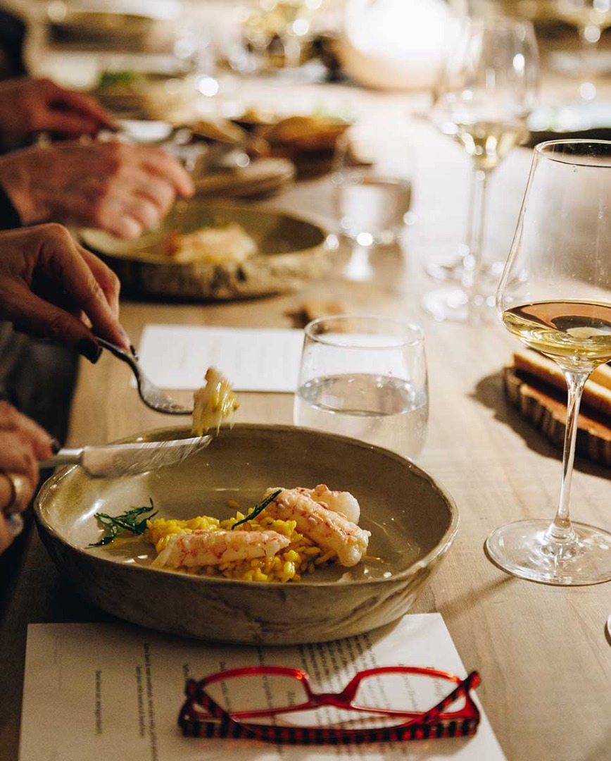 Visitors eating