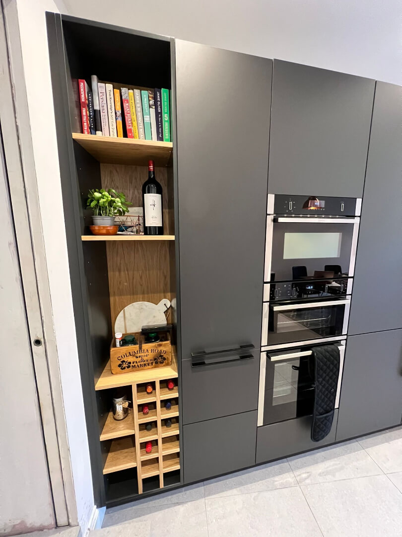 dark grey kitchen storage