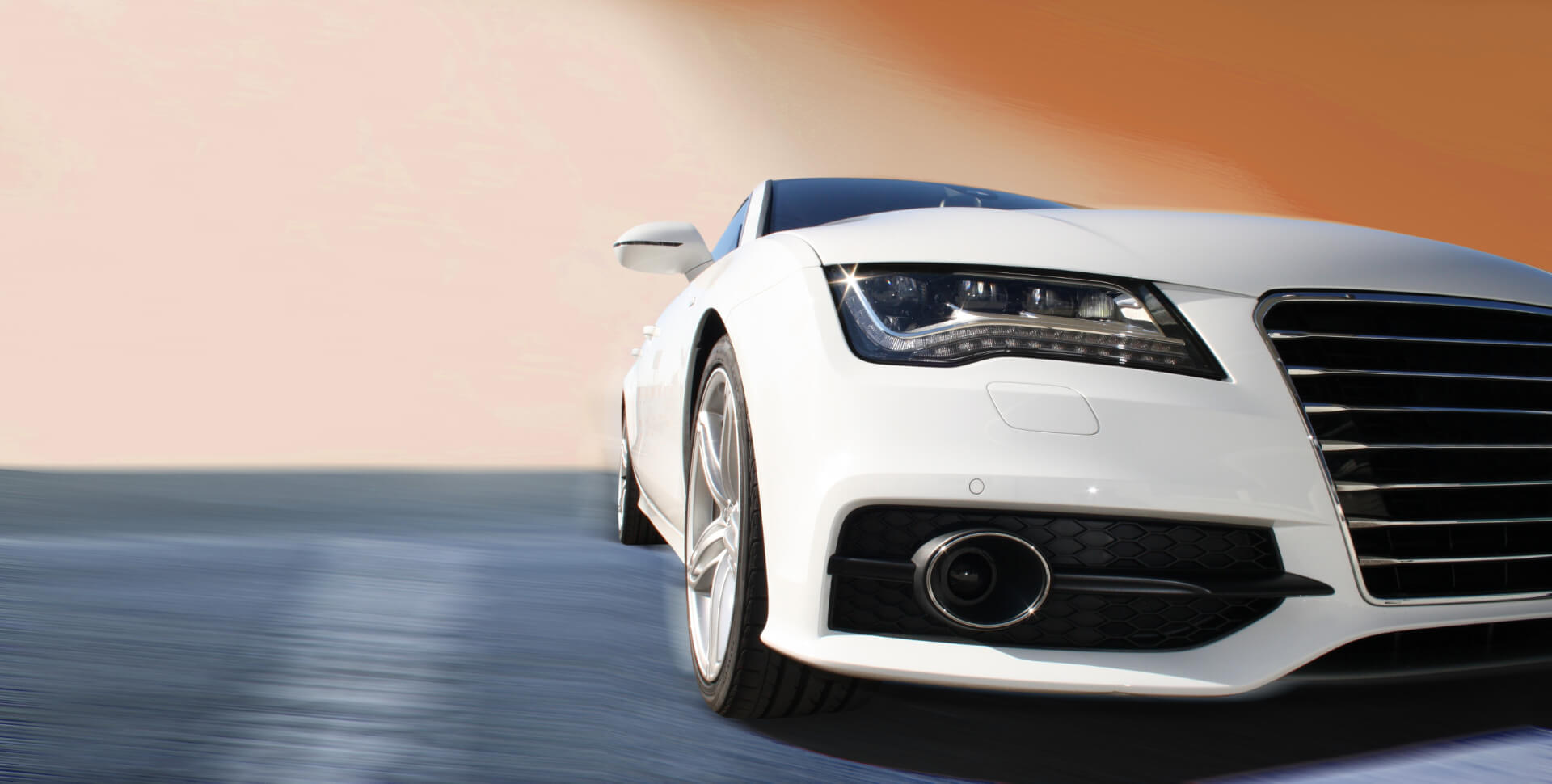 White sports car front