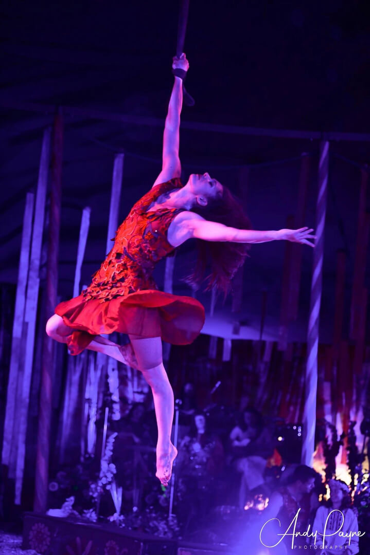 red dress acrobat