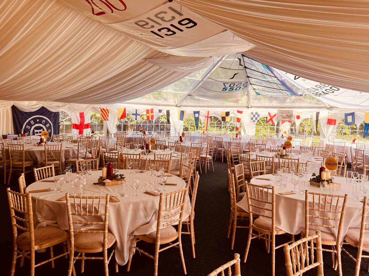 inside marquee decorated
