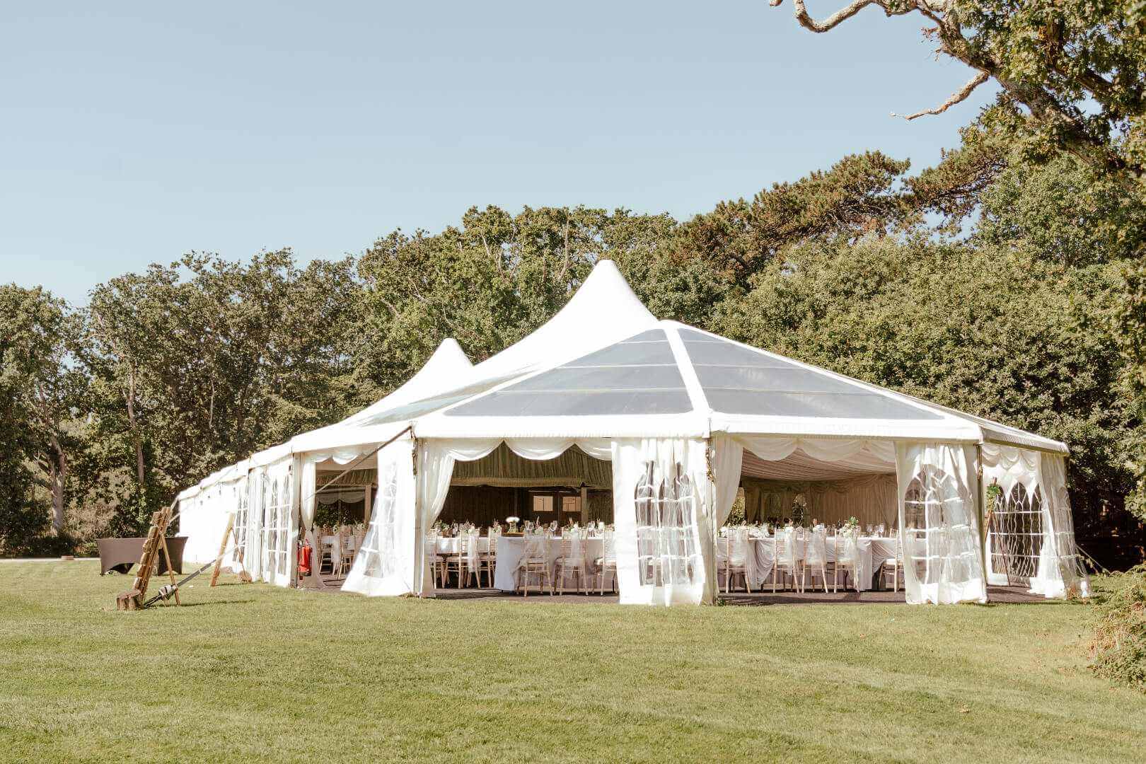 set up white marquee
