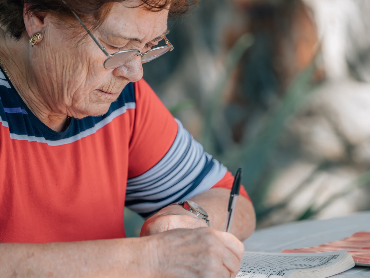 Woman doing crossword