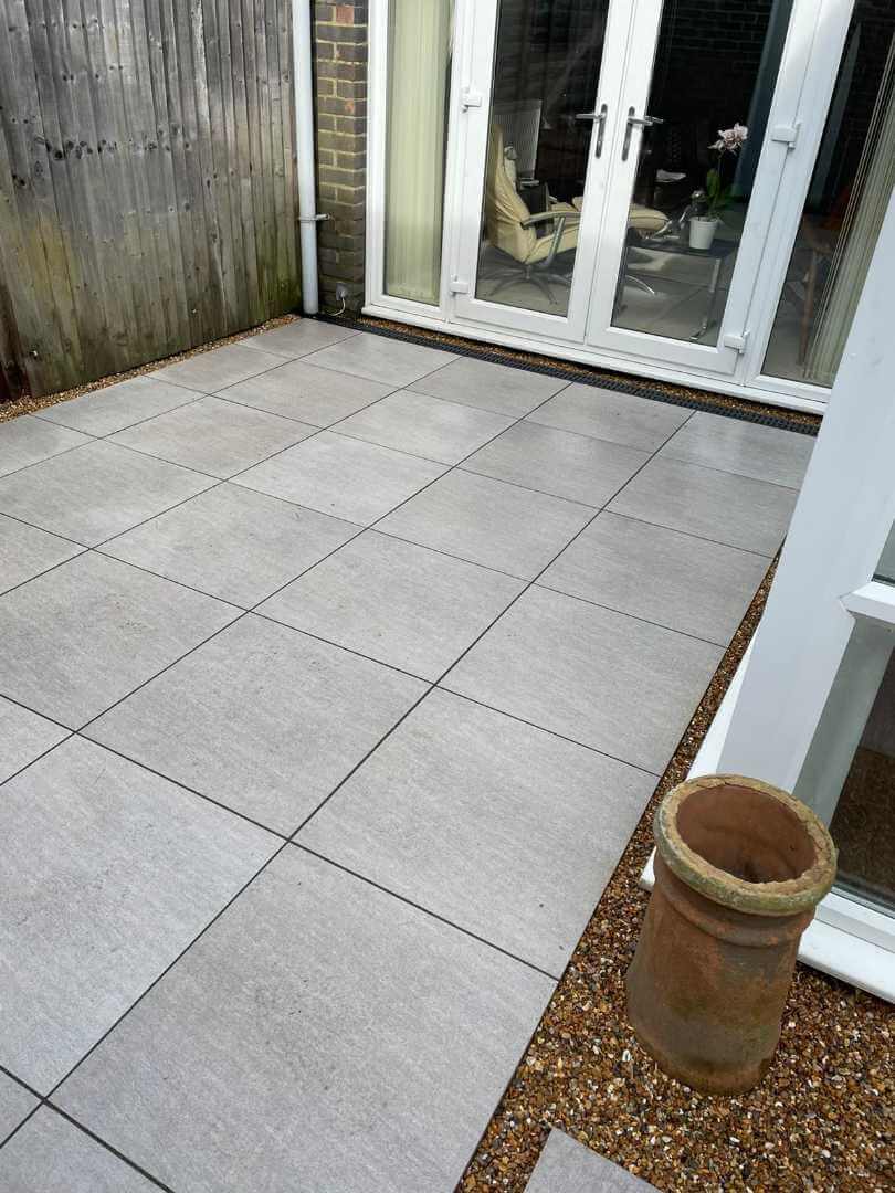 New stone tile patio