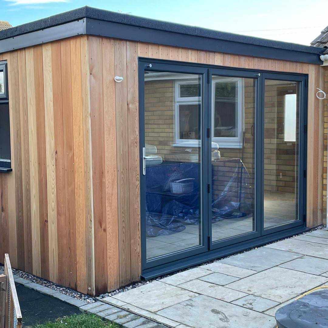 Shed with glass doors