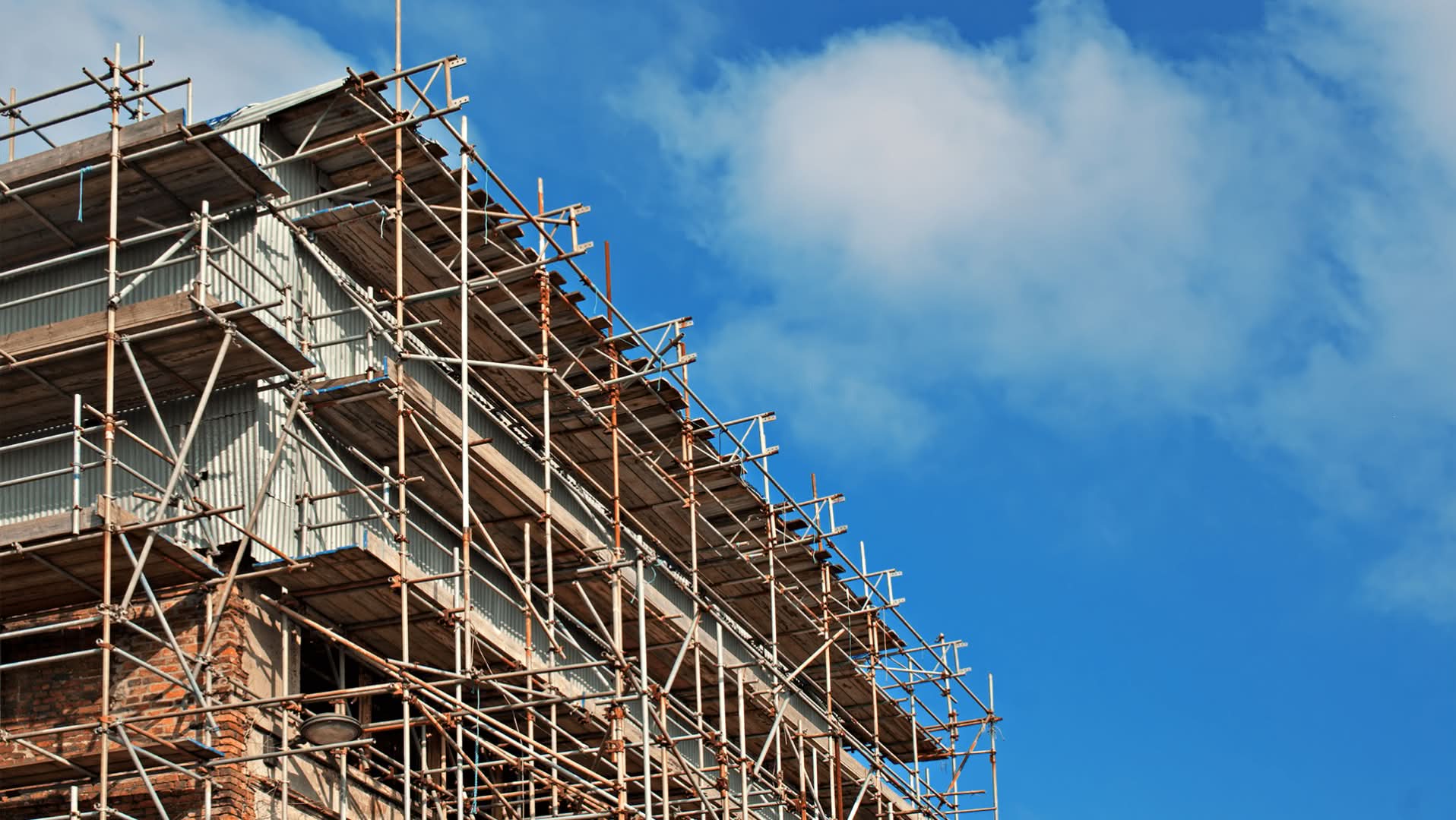 Scaffolding on old building