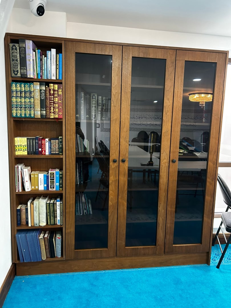 Dark bookshelf and cabinet