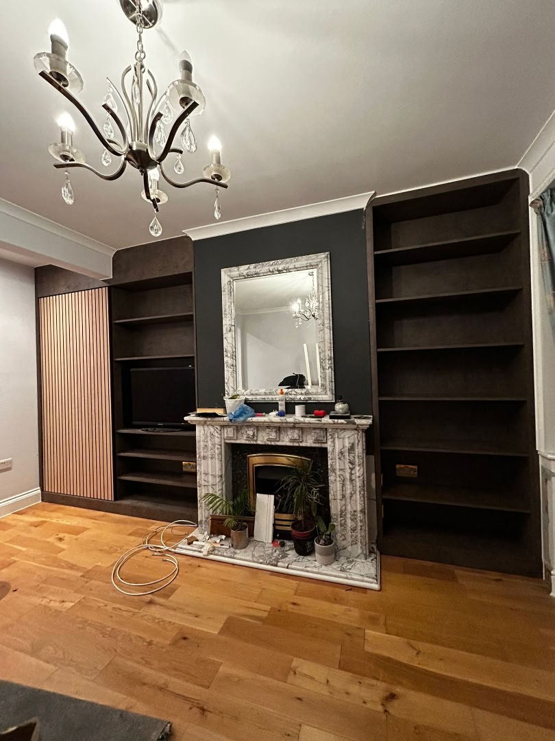 Dark tv and shelf unit