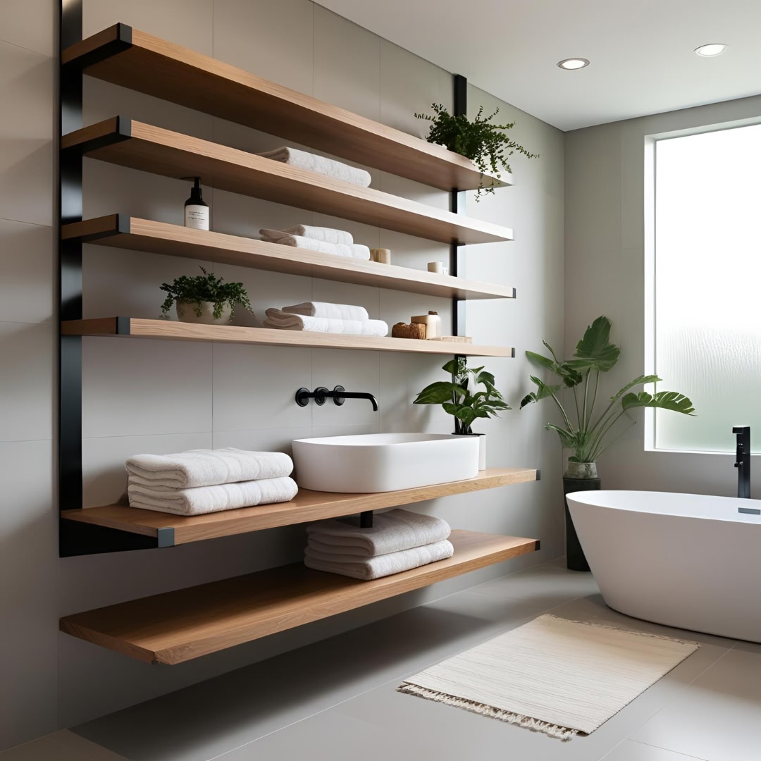 Bathroom with shelves