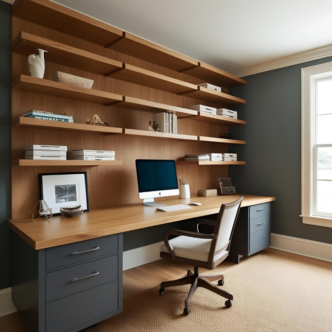 Modern shelves at workspace