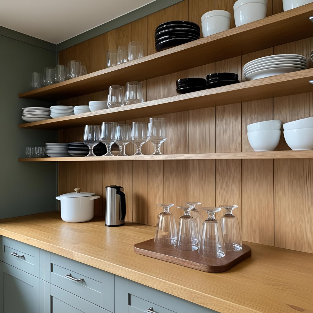 Shelves in he kitcken