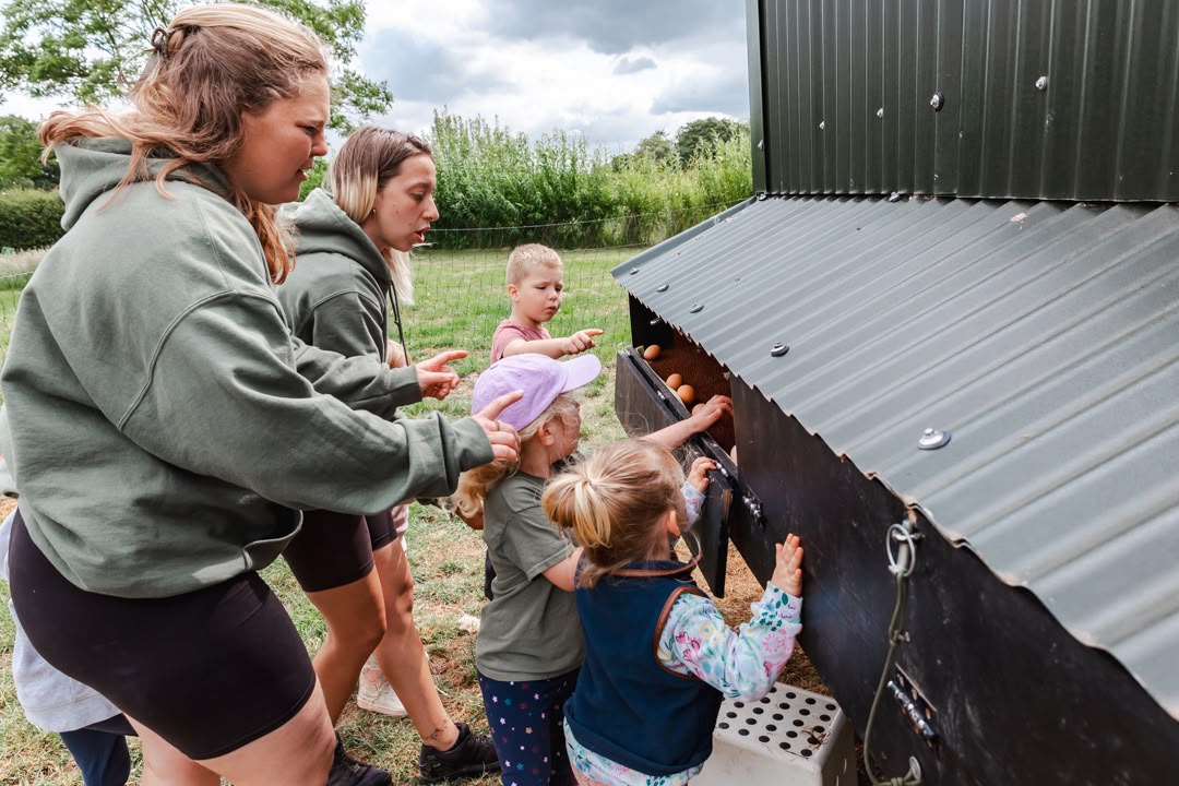 Children collecting eggs