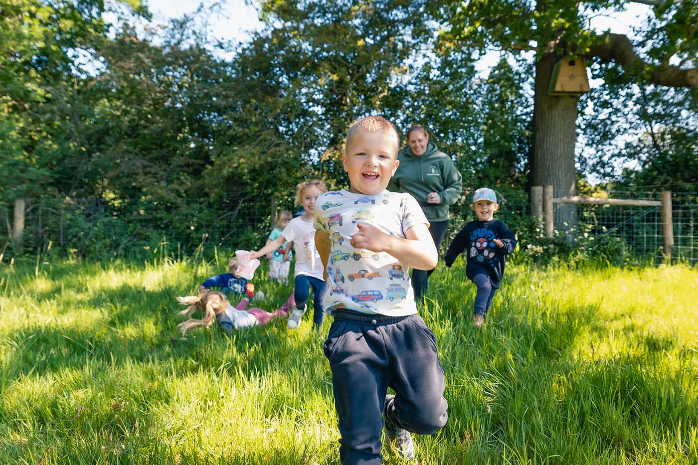 Happy boy running