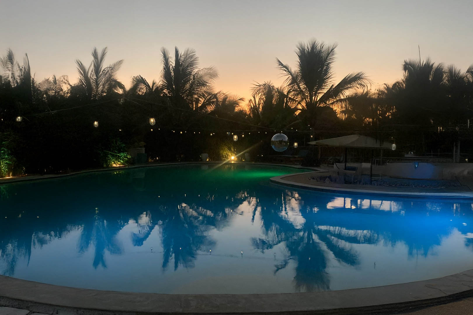 Sunset and swimming pool