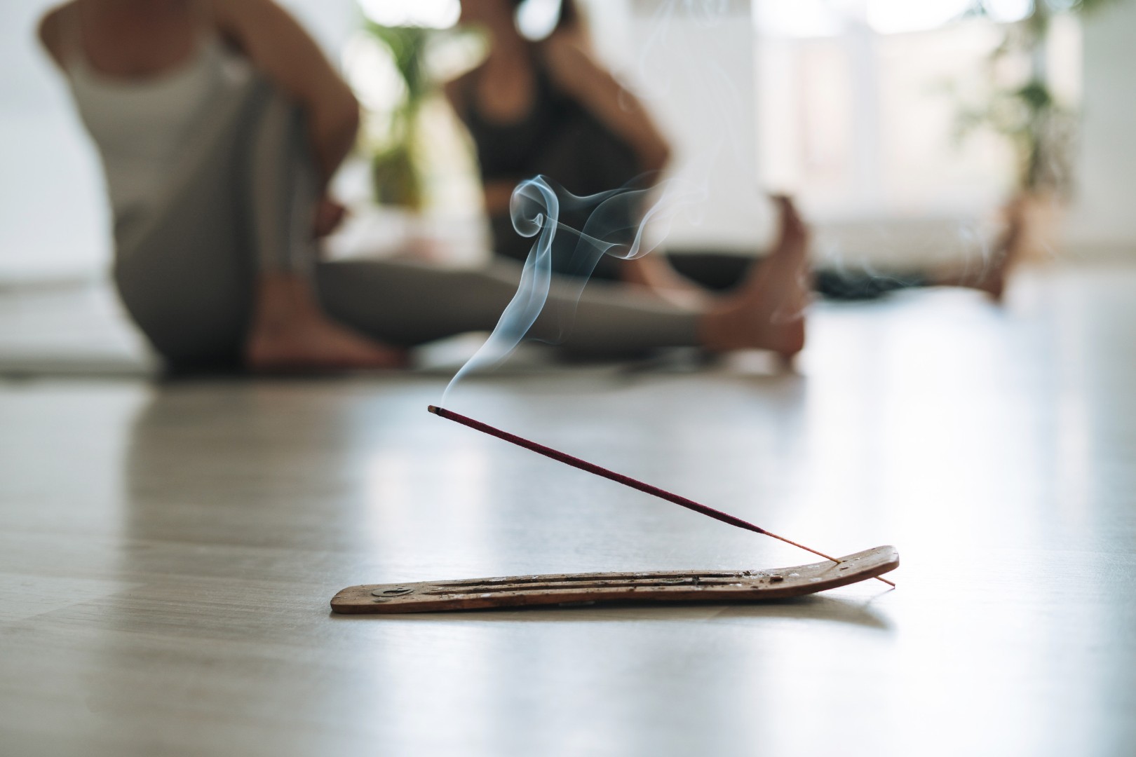 Women practice yoga