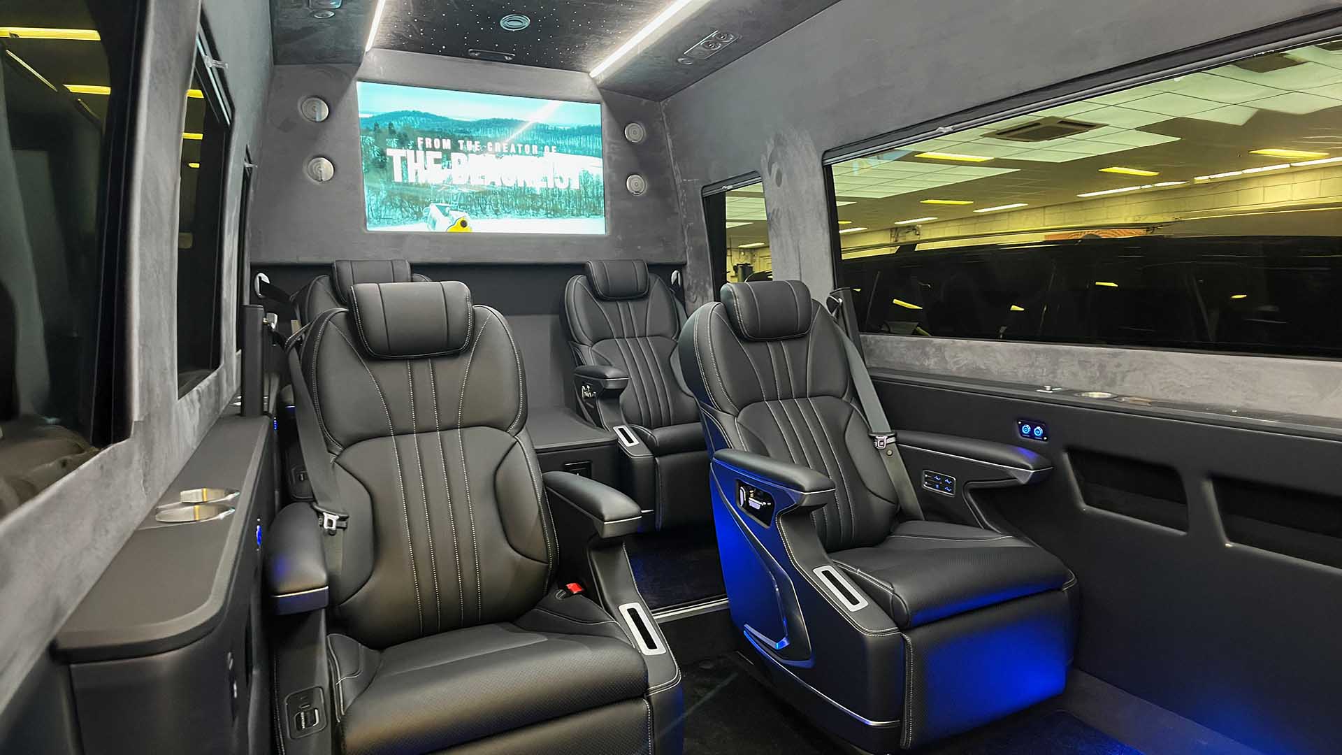 Luxurious cabin inside a private jet