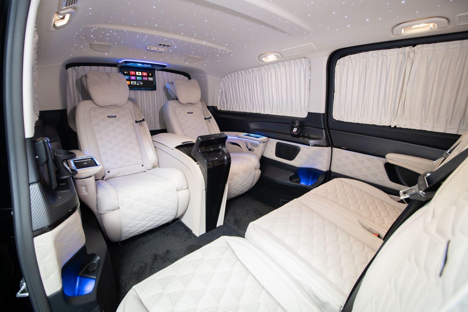 Luxury car interior with blinds