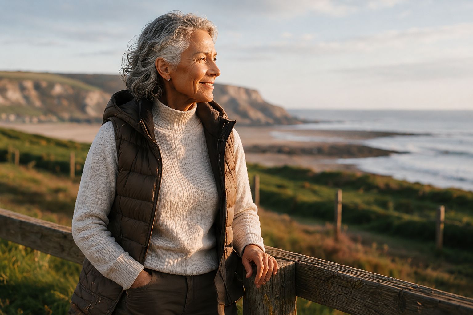 Woman looking out to the coast