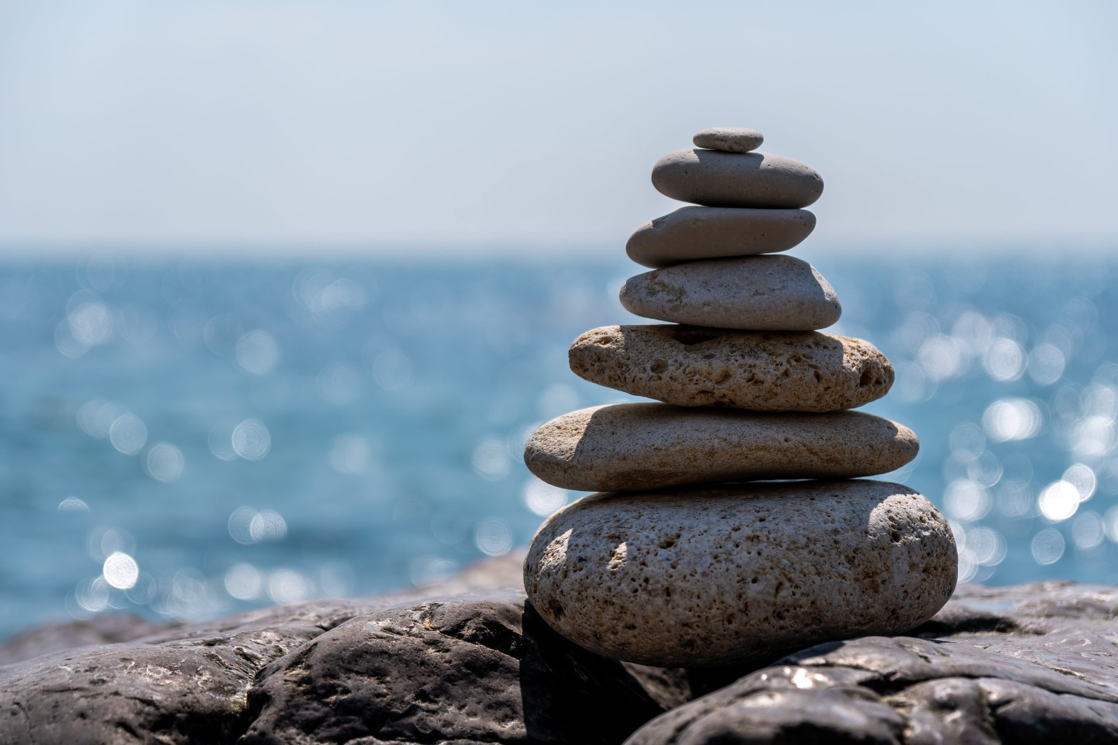 Pyramid stones on the seashore