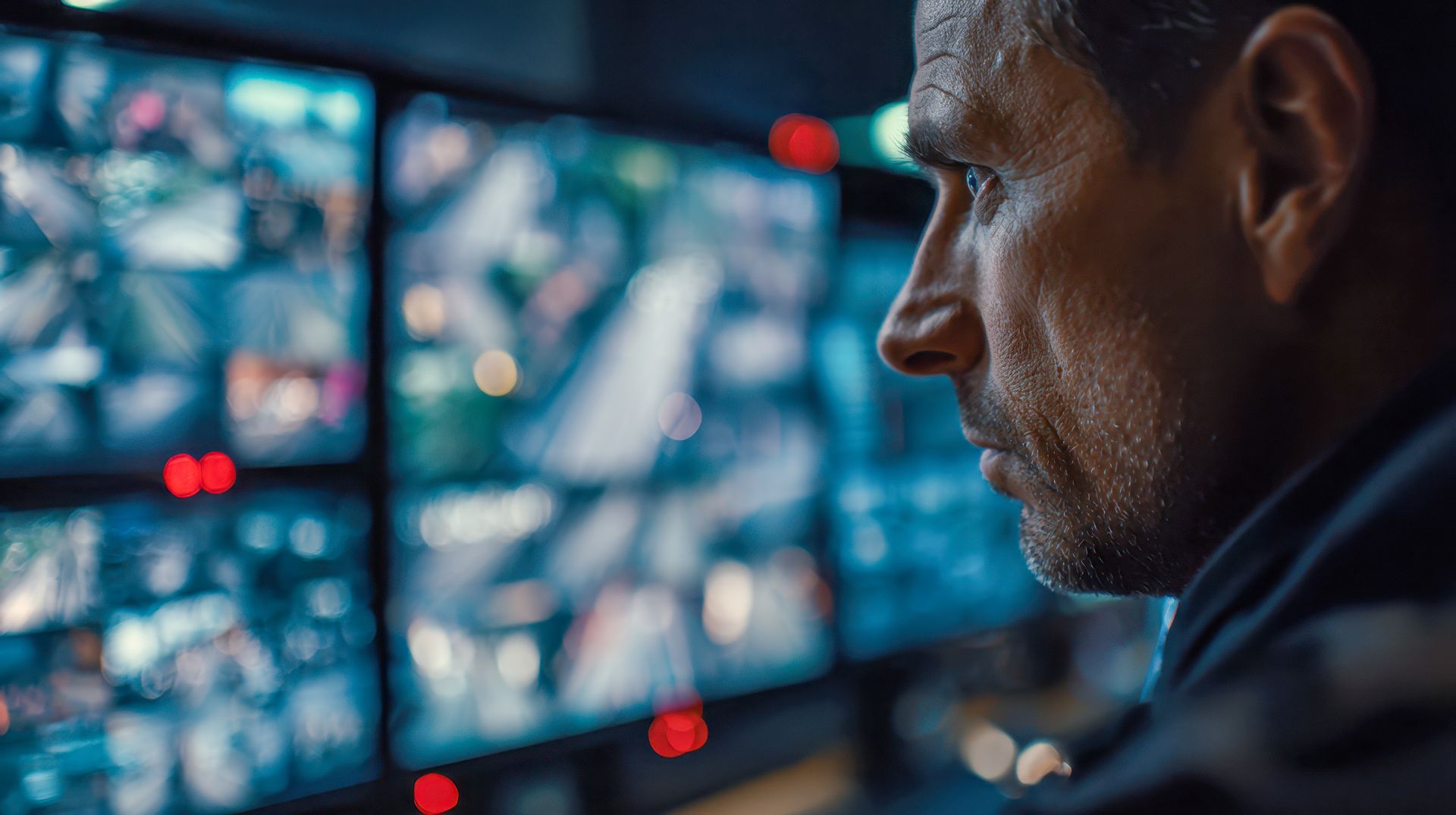 Security staff member concentrates