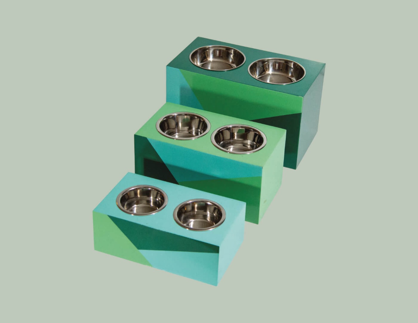 Green pet bowls