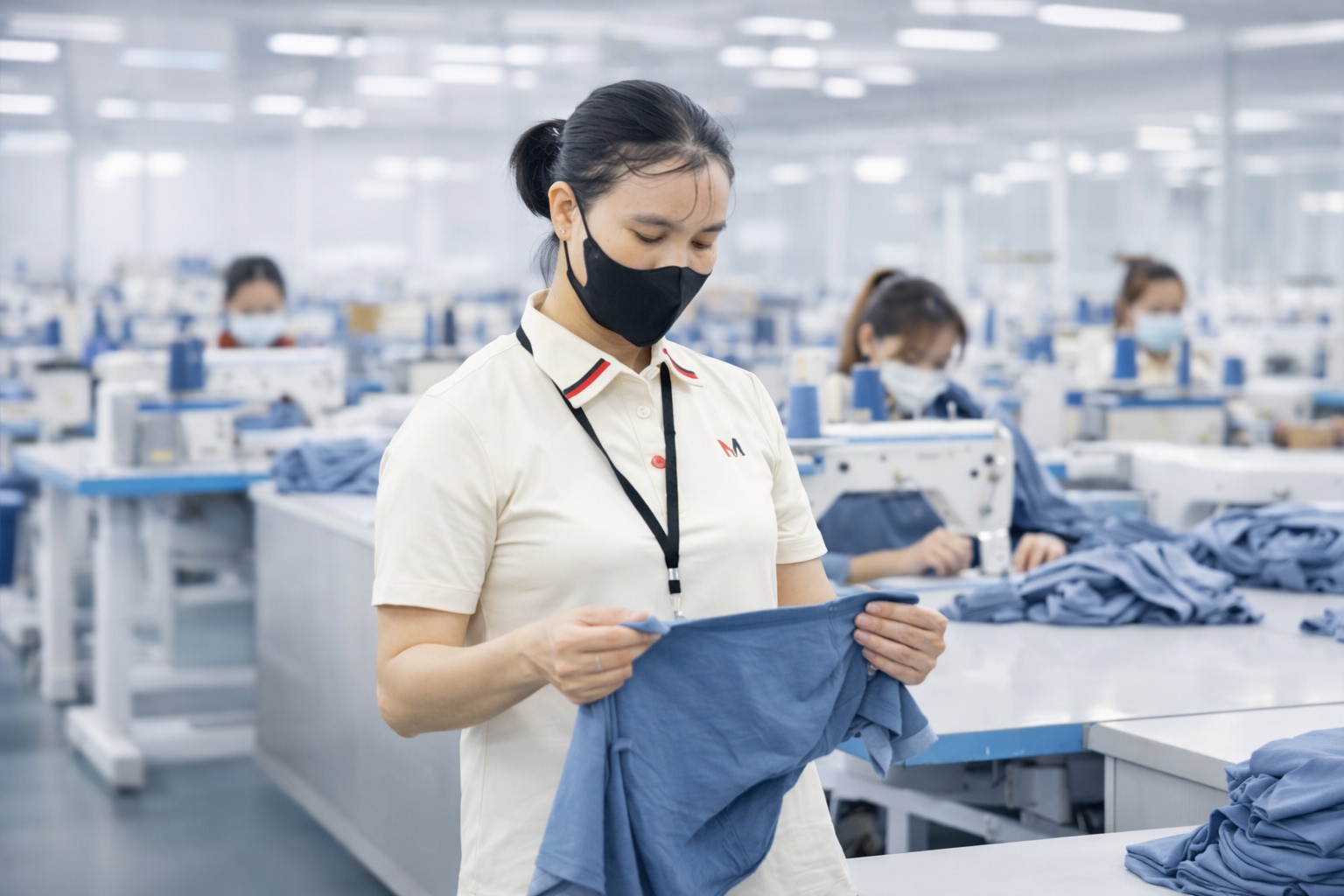 Woman checks product quality