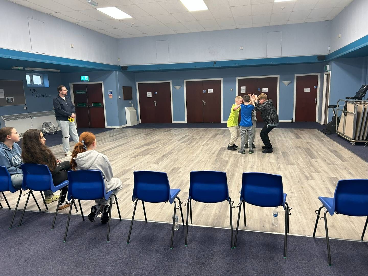 Boys playing a scene