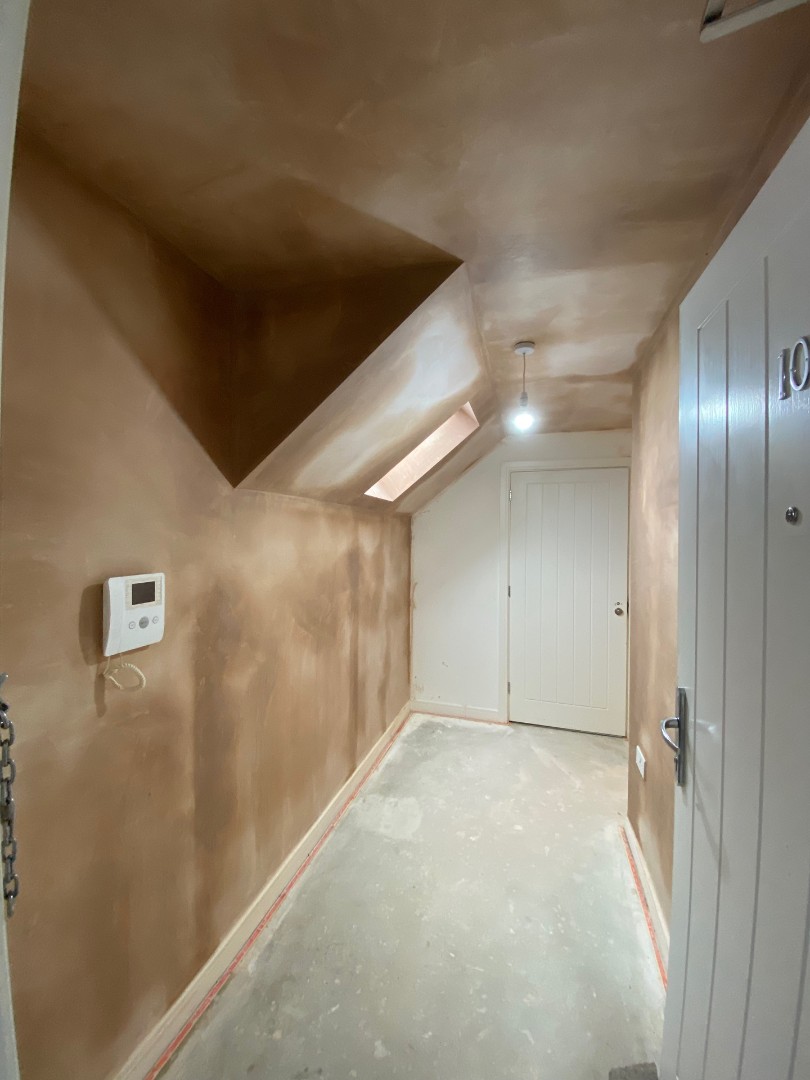 Freshly plastered hallway