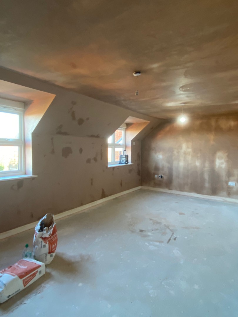 Freshly plastered room and windows